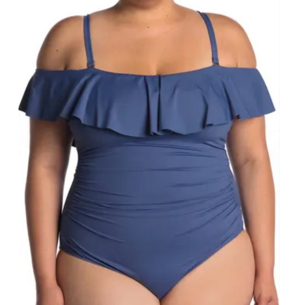 La Blanca Island Goddess Off The Shoulder One Piece Swimsuit Bathing Suit 16
